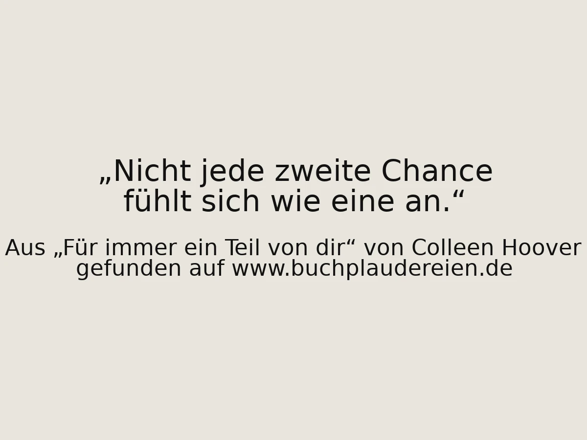 Nicht jede zweite Chance fühlt sich wie eine an.