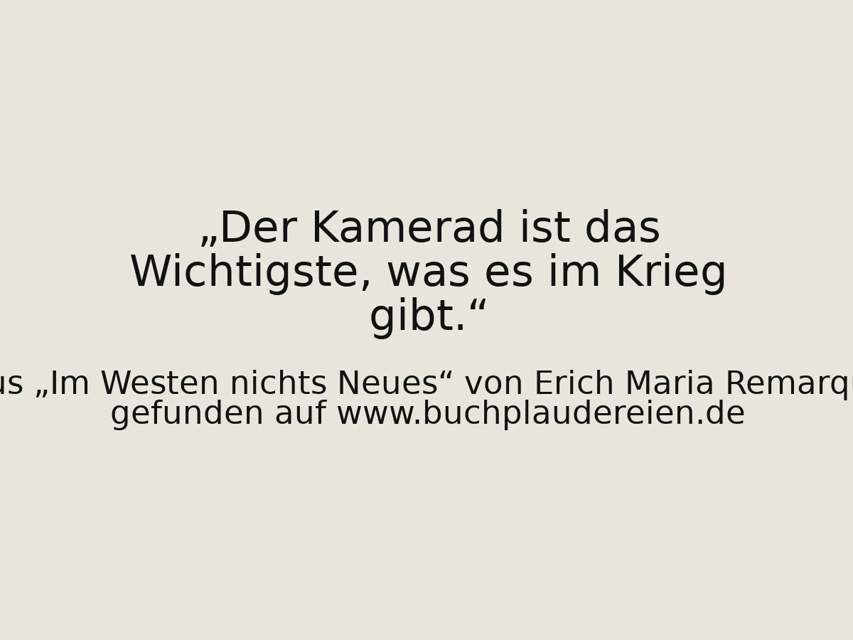 Der Kamerad ist das Wichtigste, was es im Krieg gibt.