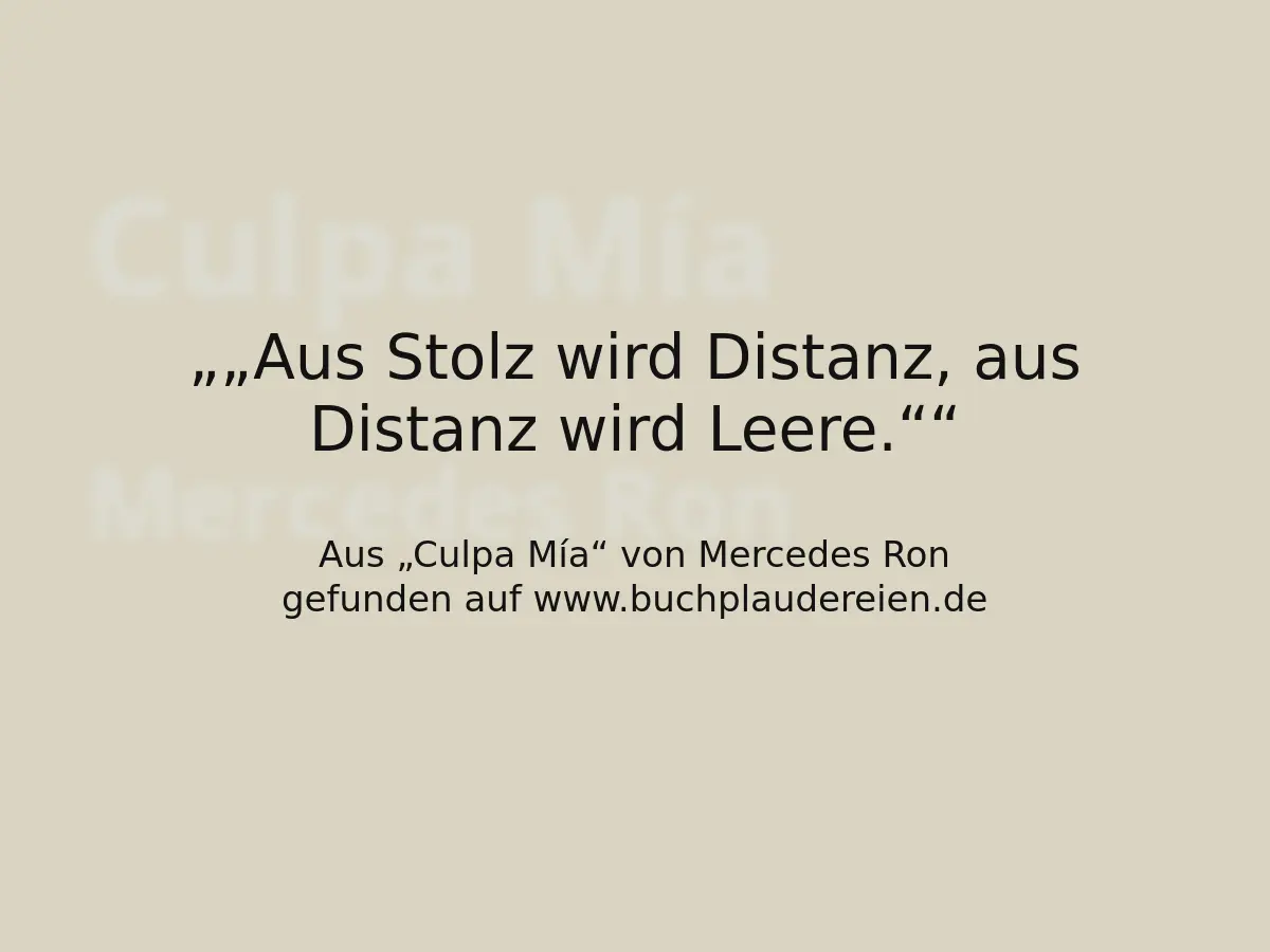 „Aus Stolz wird Distanz, aus Distanz wird Leere.“