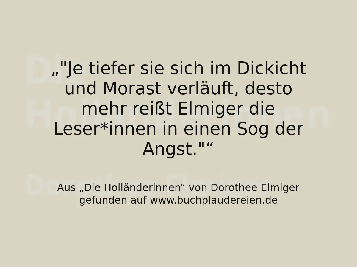 "Je tiefer sie sich im Dickicht und Morast verläuft, desto mehr reißt Elmiger die Leser*innen in einen Sog der Angst."