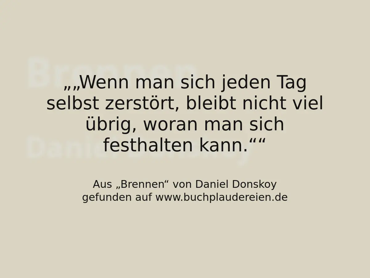 „Wenn man sich jeden Tag selbst zerstört, bleibt nicht viel übrig, woran man sich festhalten kann.“