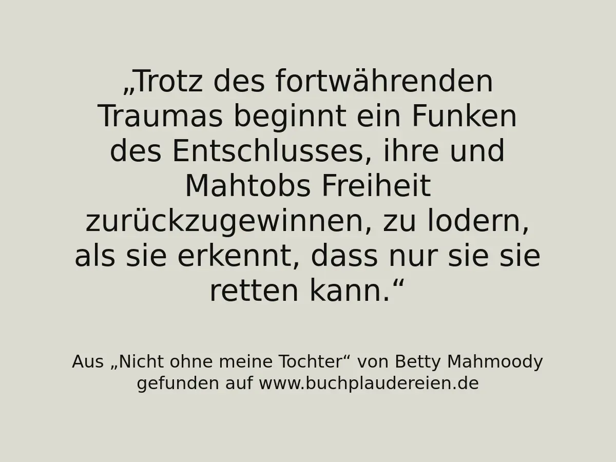 Trotz des fortwährenden Traumas beginnt ein Funken des Entschlusses, ihre und Mahtobs Freiheit zurückzugewinnen, zu lodern, als sie erkennt, dass nur sie sie retten kann.