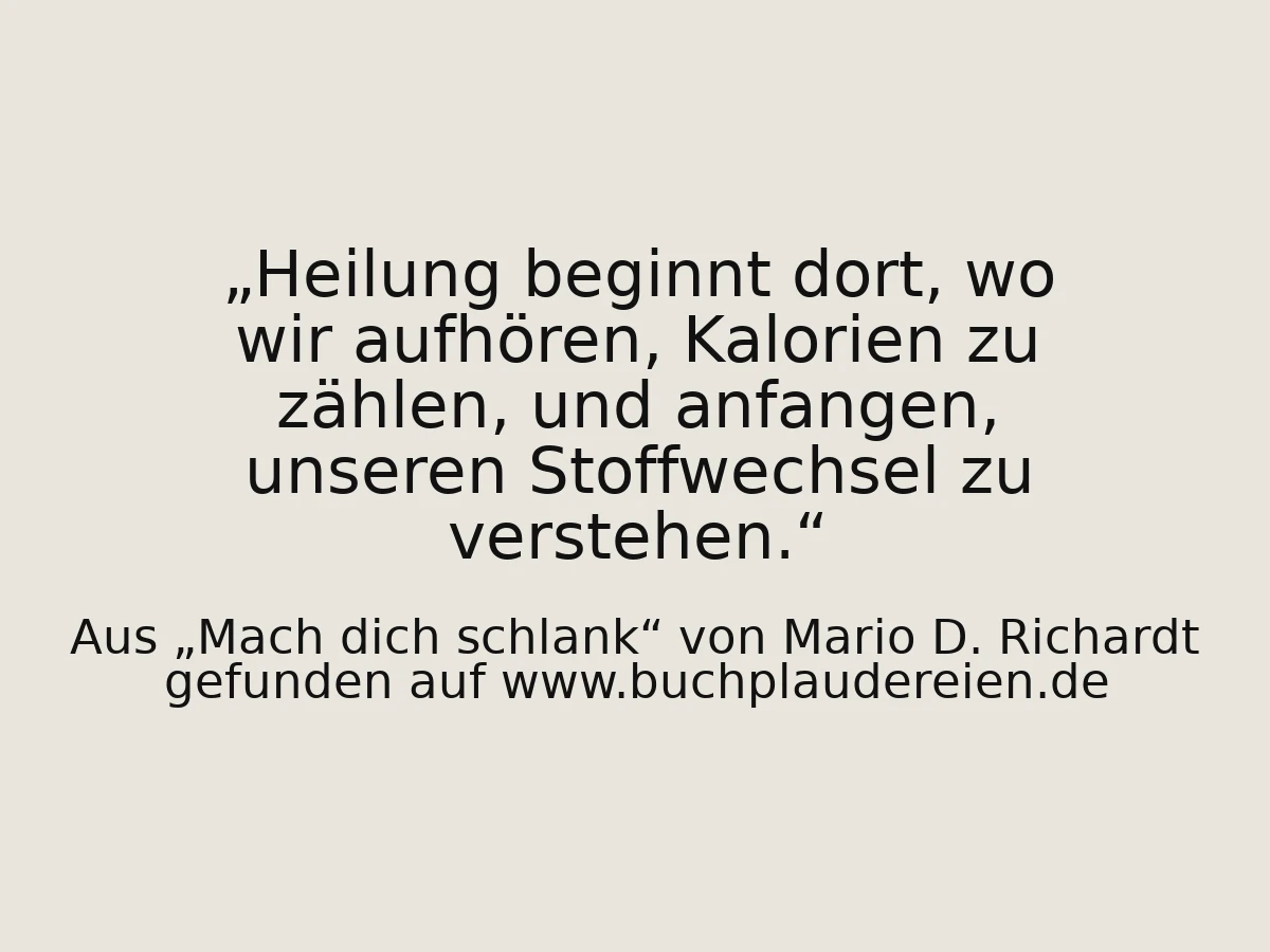 Heilung beginnt dort, wo wir aufhören, Kalorien zu zählen, und anfangen, unseren Stoffwechsel zu verstehen.